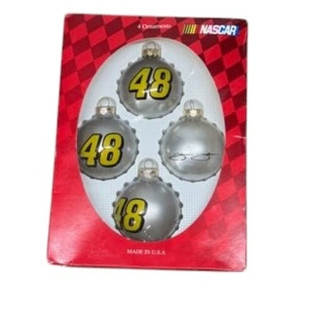 Jimmie Johnson #48 NASCAR Set of 4 Christmas Ornaments Made in USA